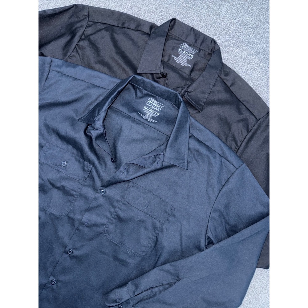 Men's Dickies XL Work Shirt Lot 2 Navy Black TempControl Cooling Long Sleeve
